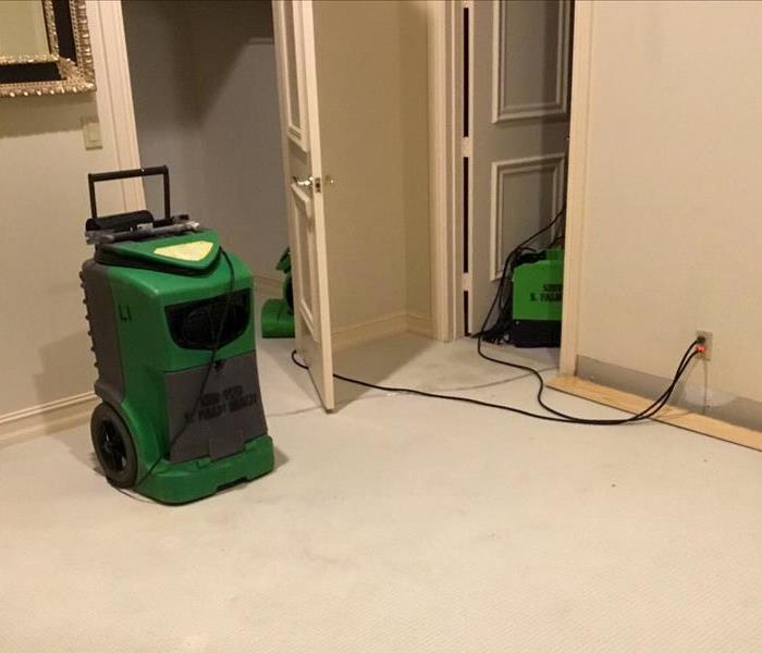 Extracting water from a carpet in a Delray Beach bedroom