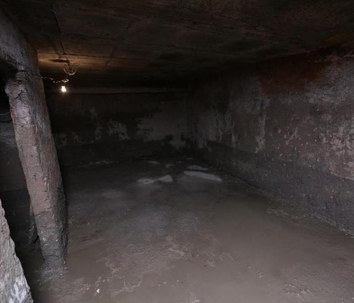 The old dirty cellar flooded from a pipe break, the old dirty cellar flooded from a pipe break, 